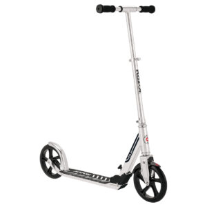 A5 DLX Scooter side view in silver