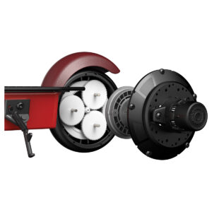 PowerCore XLR100 in red hub motor exploded